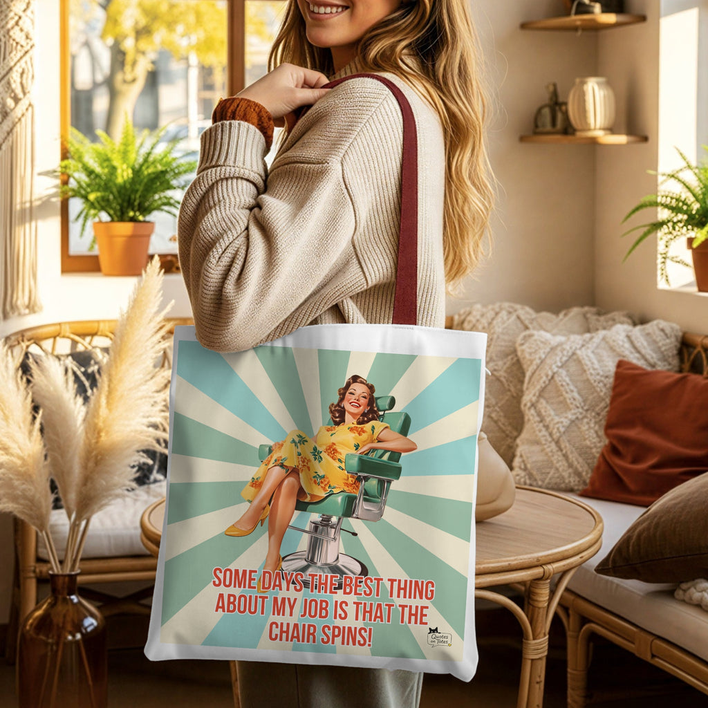 The Chair Spins Retro Tote Bag