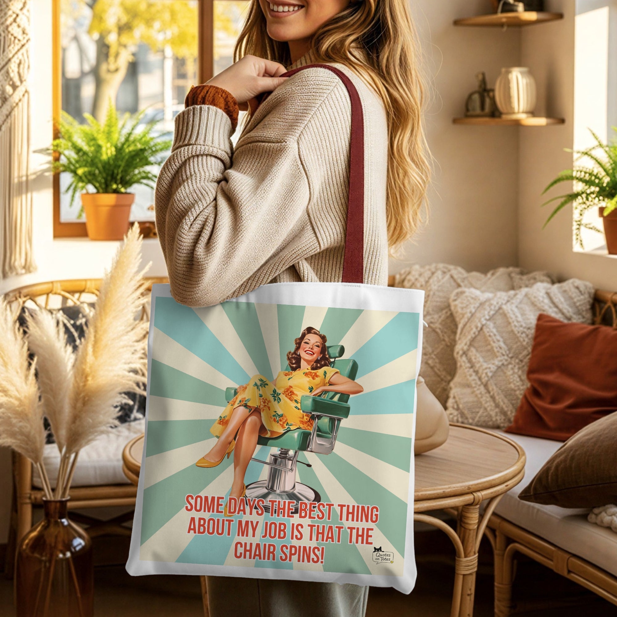 The Chair Spins Retro Tote Bag