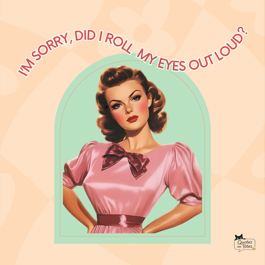 Roll My Eyes Retro Tote Bag
