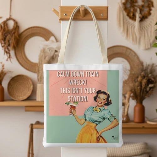 Train Wreck Retro Tote Bag