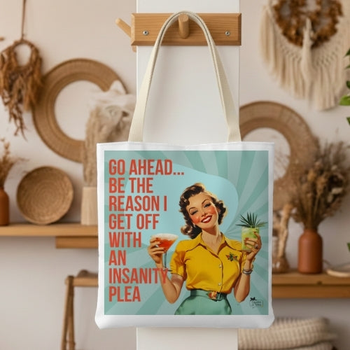 Insanity Plea Retro Tote Bag