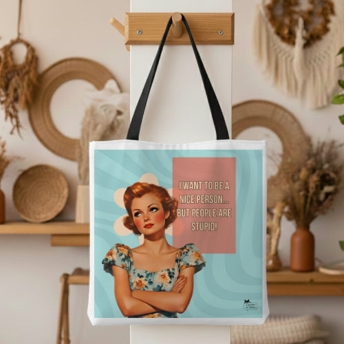 People Are Stupid Retro Tote Bag