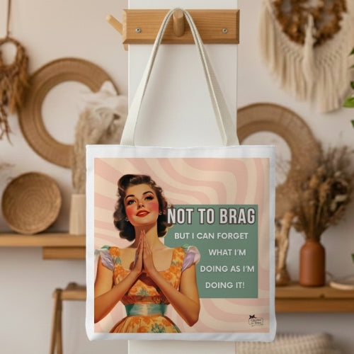 Not to Brag Retro Tote Bag