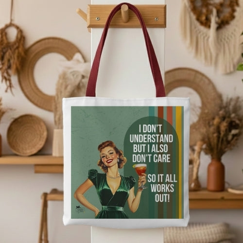 I Don't Care Retro Tote Bag