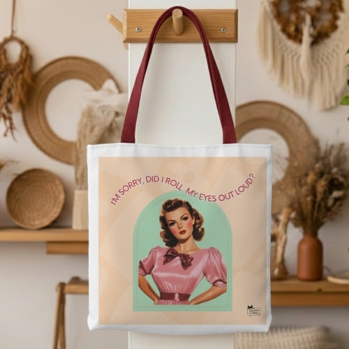 Roll My Eyes Retro Tote Bag