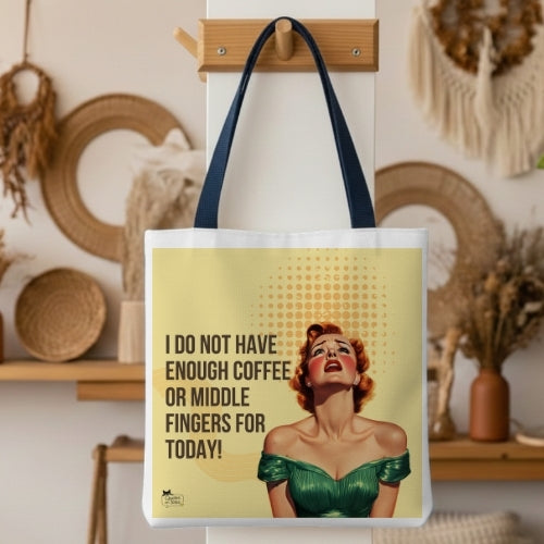 Coffee and Middle Fingers Retro Tote Bag