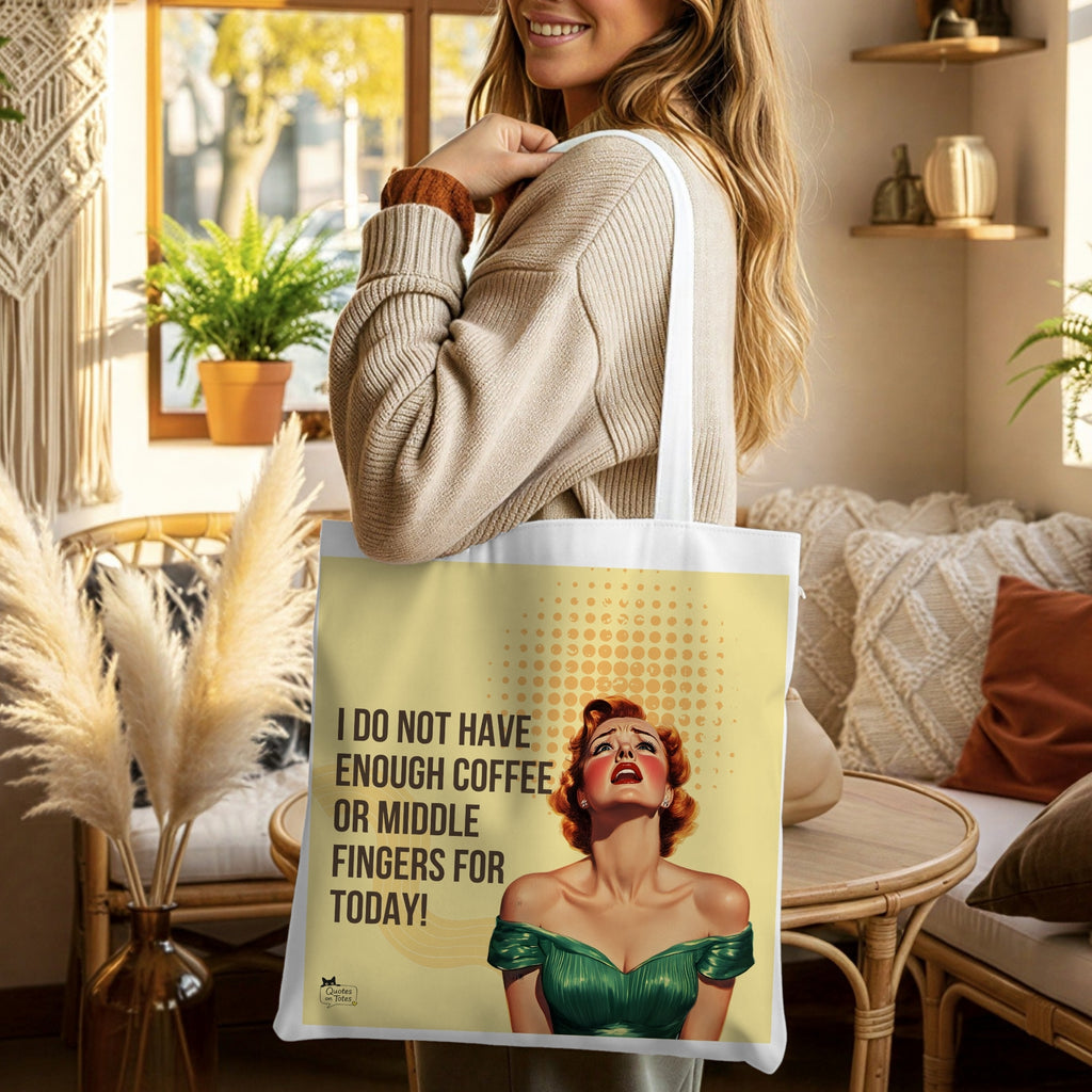 Coffee and Middle Fingers Retro Tote Bag
