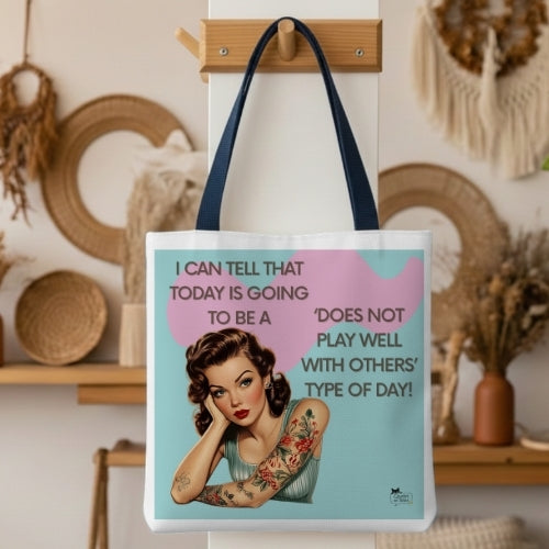 Does Not Play Well Retro Tote Bag