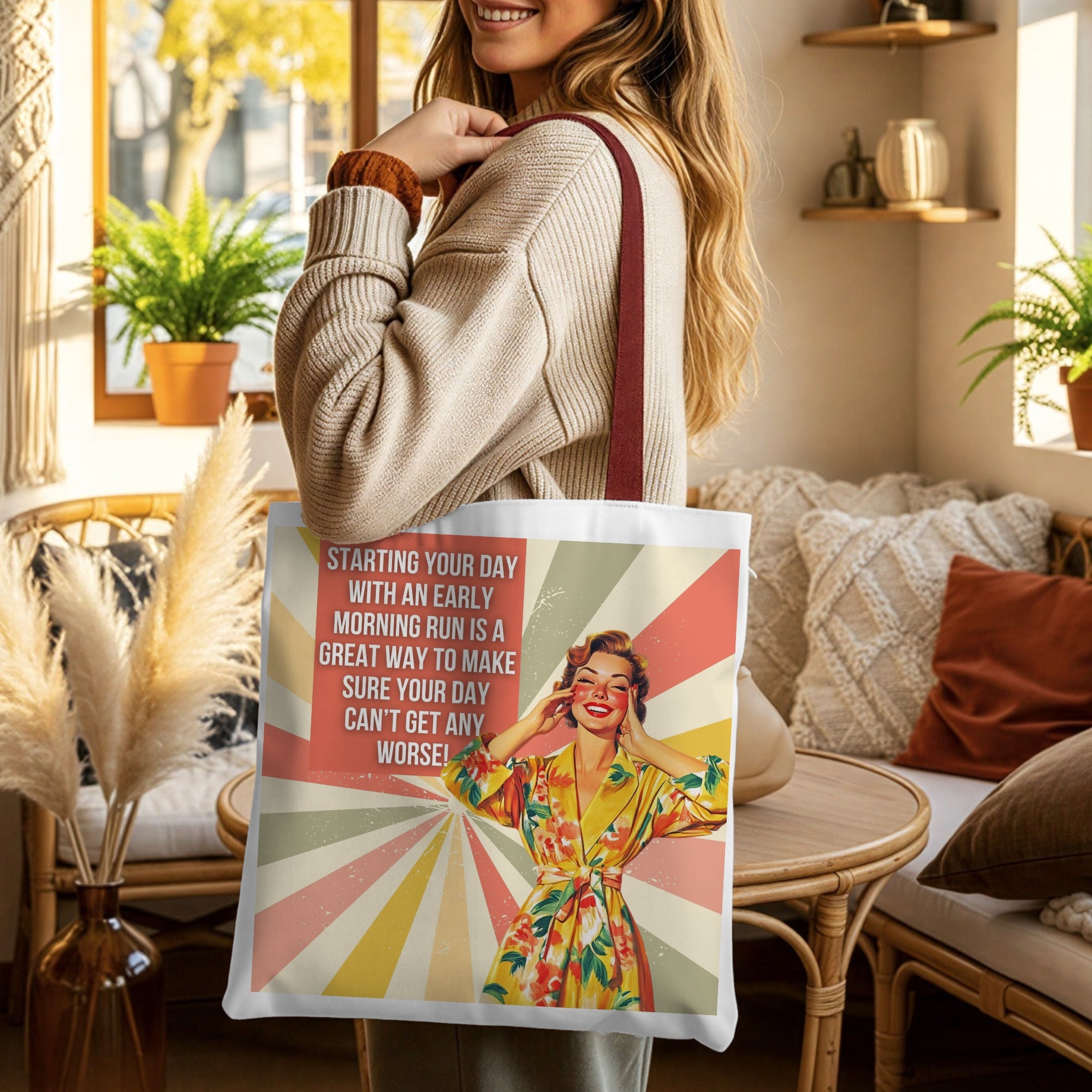 Morning Run Retro Tote Bag