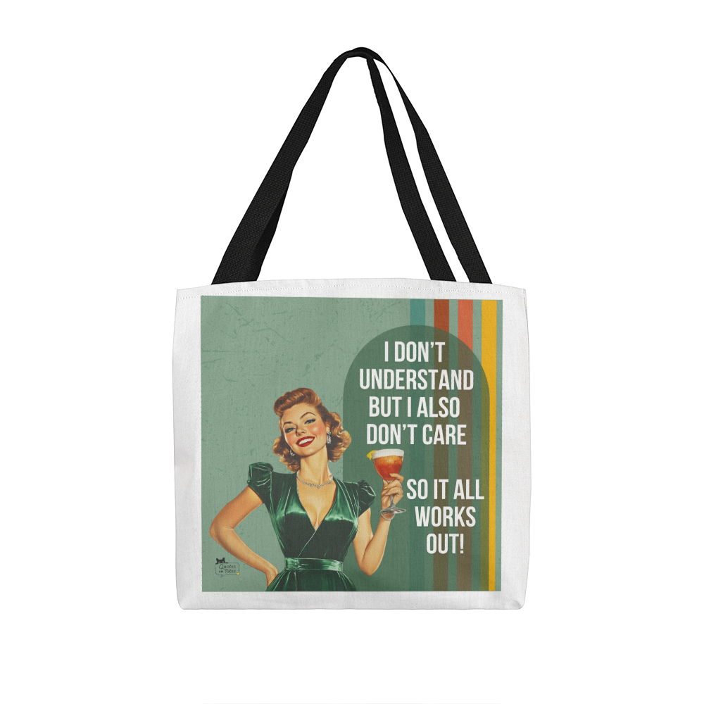 I Don't Care Retro Tote Bag