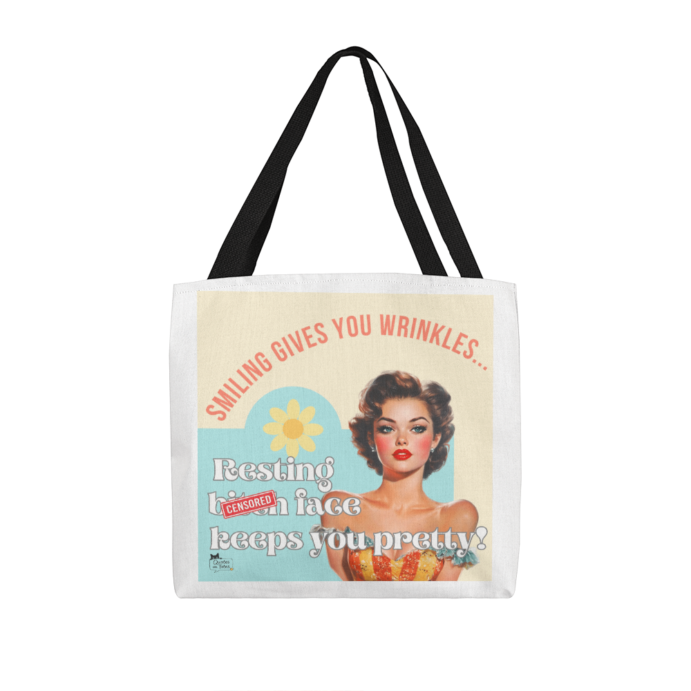 Smiling Gives You Wrinkles Retro Tote Bag