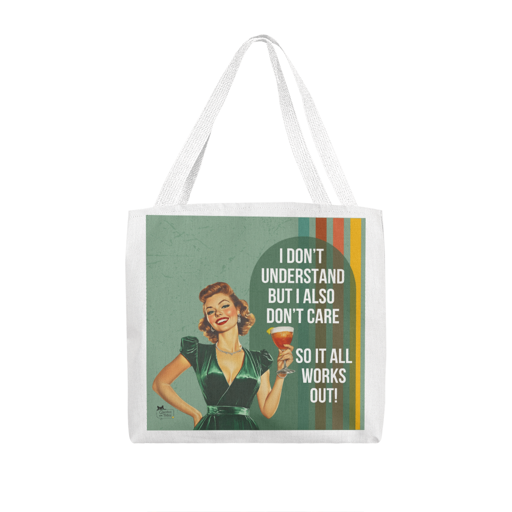 I Don't Care Retro Tote Bag