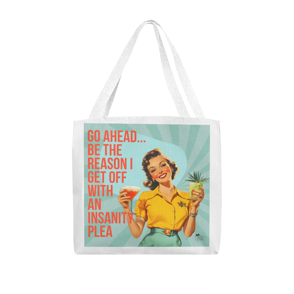Insanity Plea Retro Tote Bag