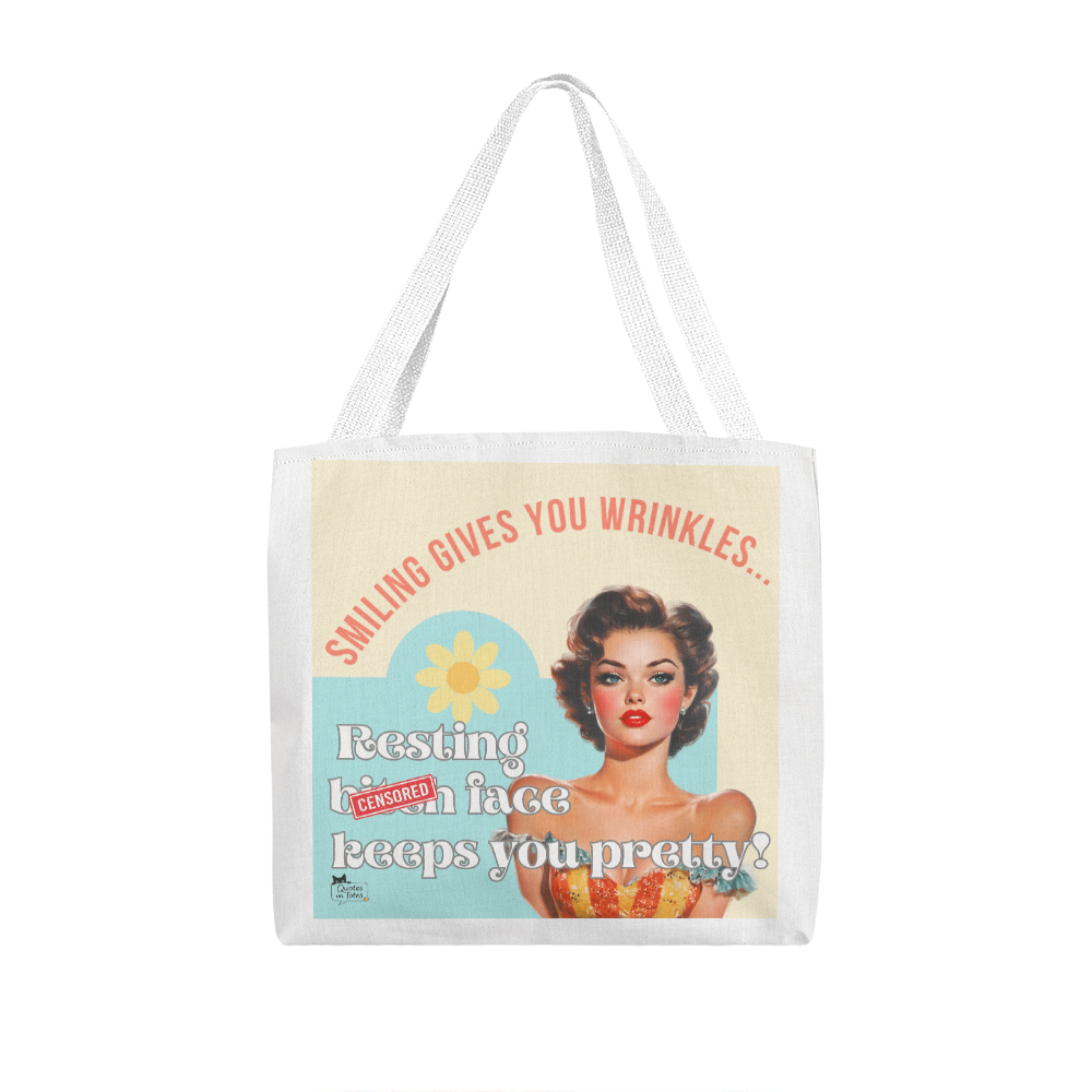 Smiling Gives You Wrinkles Retro Tote Bag