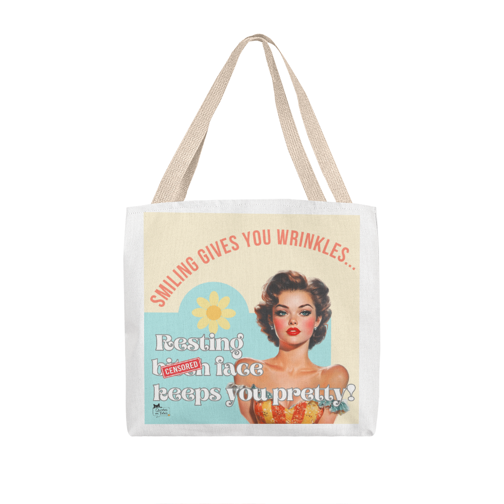 Smiling Gives You Wrinkles Retro Tote Bag