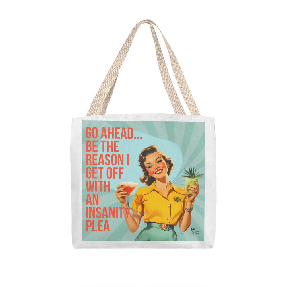 Insanity Plea Retro Tote Bag