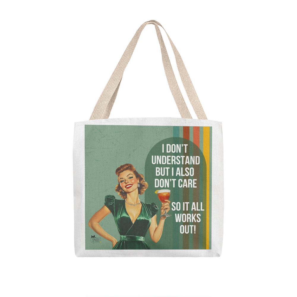 I Don't Care Retro Tote Bag