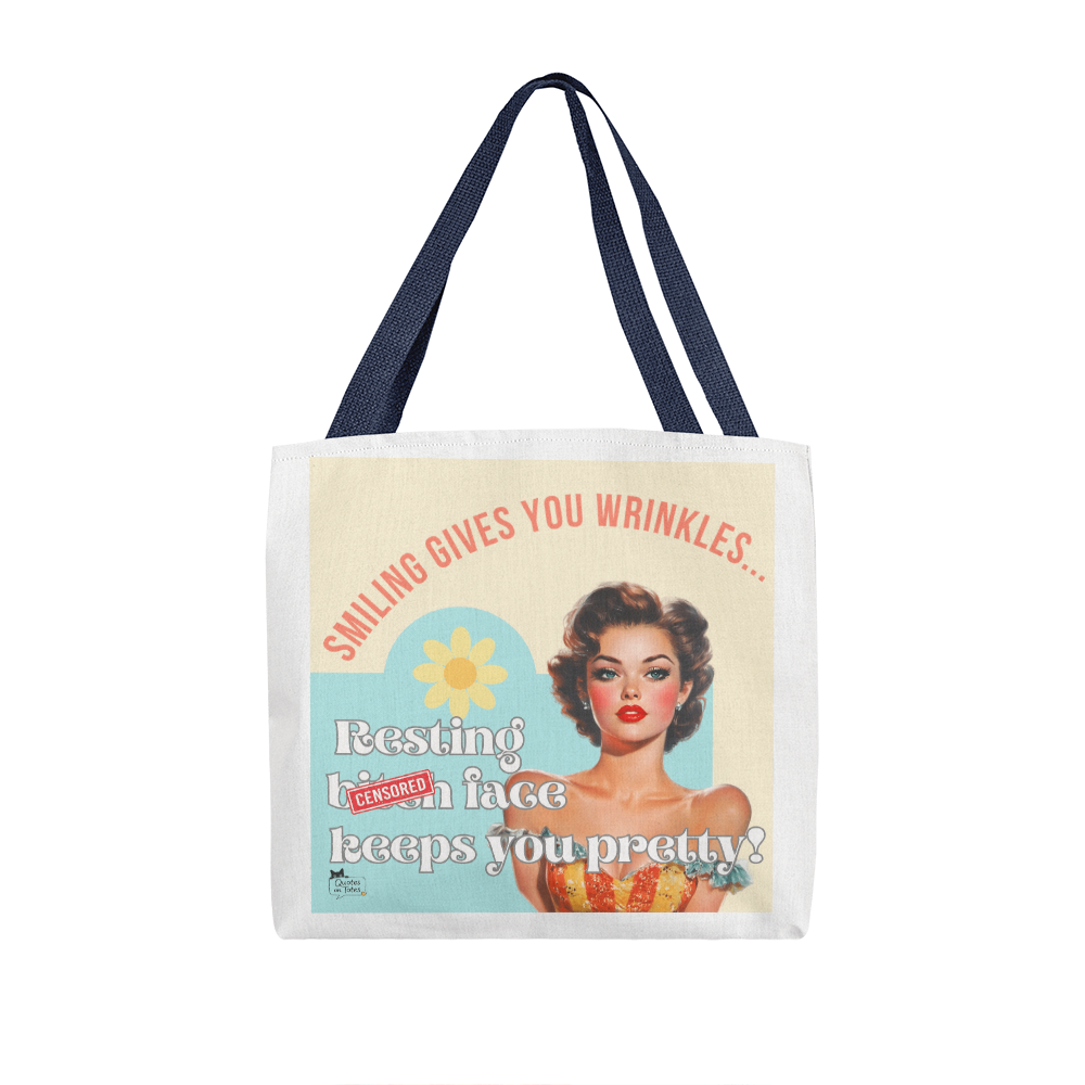 Smiling Gives You Wrinkles Retro Tote Bag