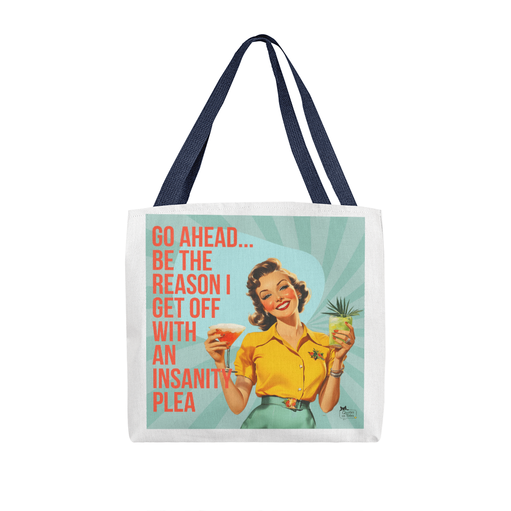 Insanity Plea Retro Tote Bag