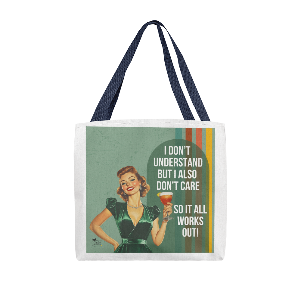 I Don't Care Retro Tote Bag