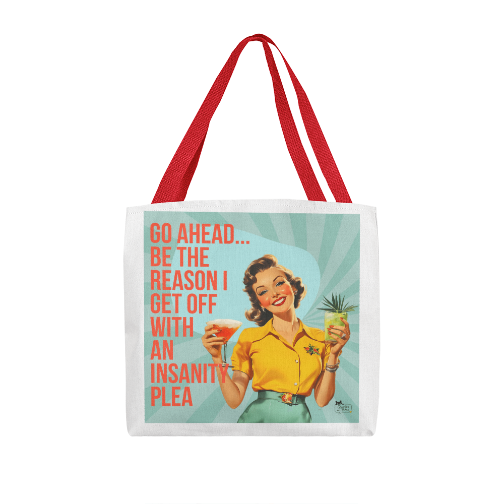 Insanity Plea Retro Tote Bag