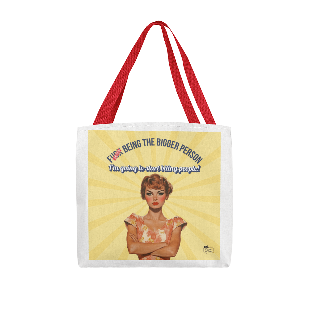 Biting People Retro Tote Bag