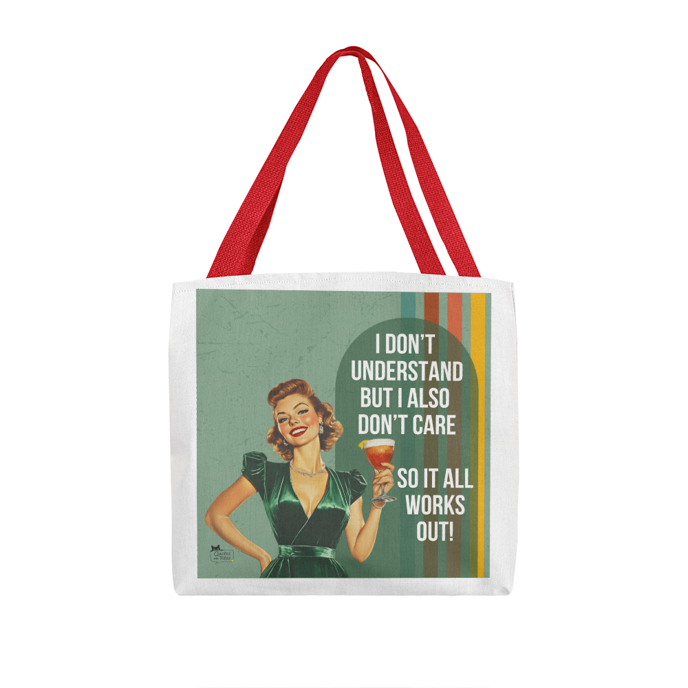 I Don't Care Retro Tote Bag