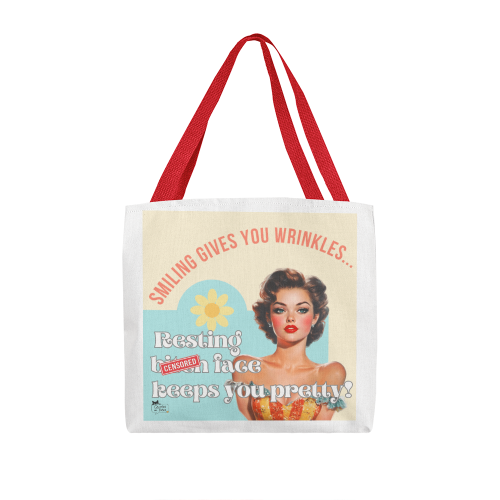 Smiling Gives You Wrinkles Retro Tote Bag