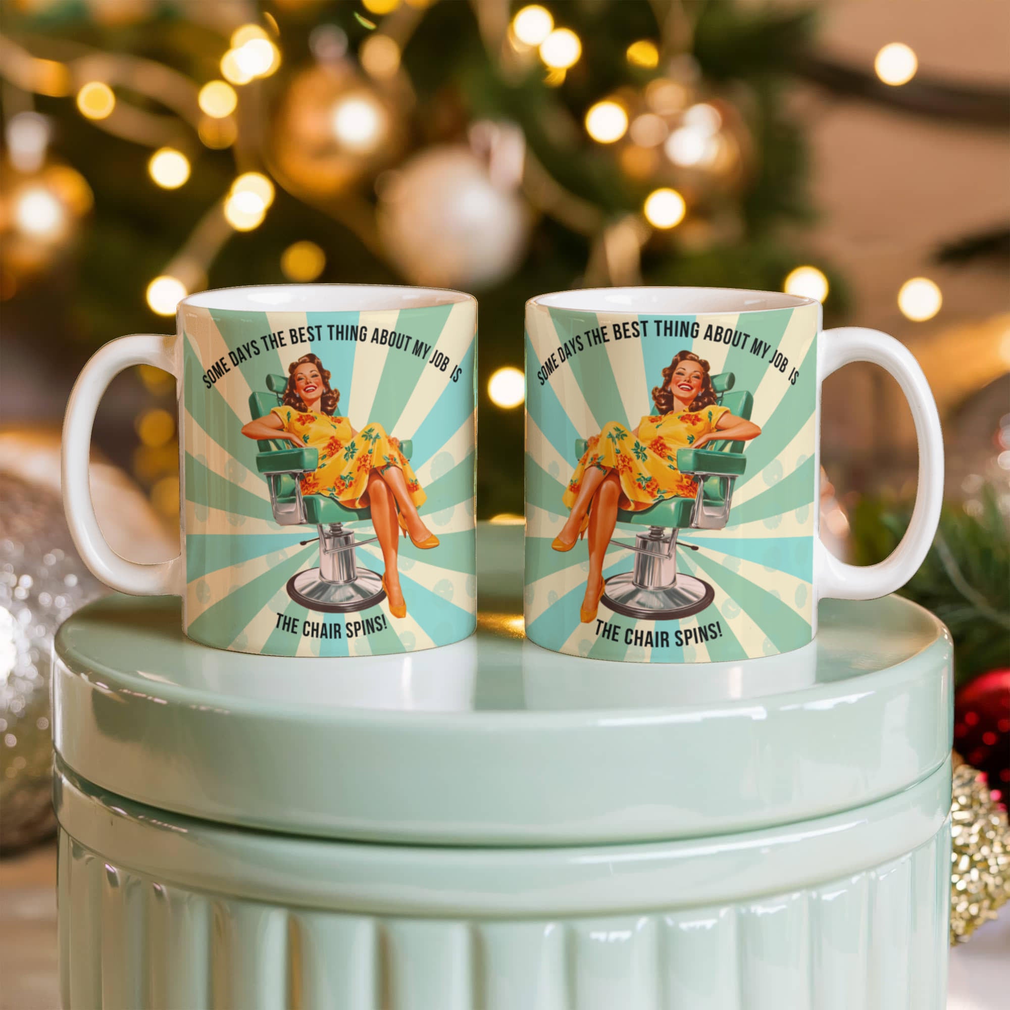 'The Chair Spins' Funny Retro Mug