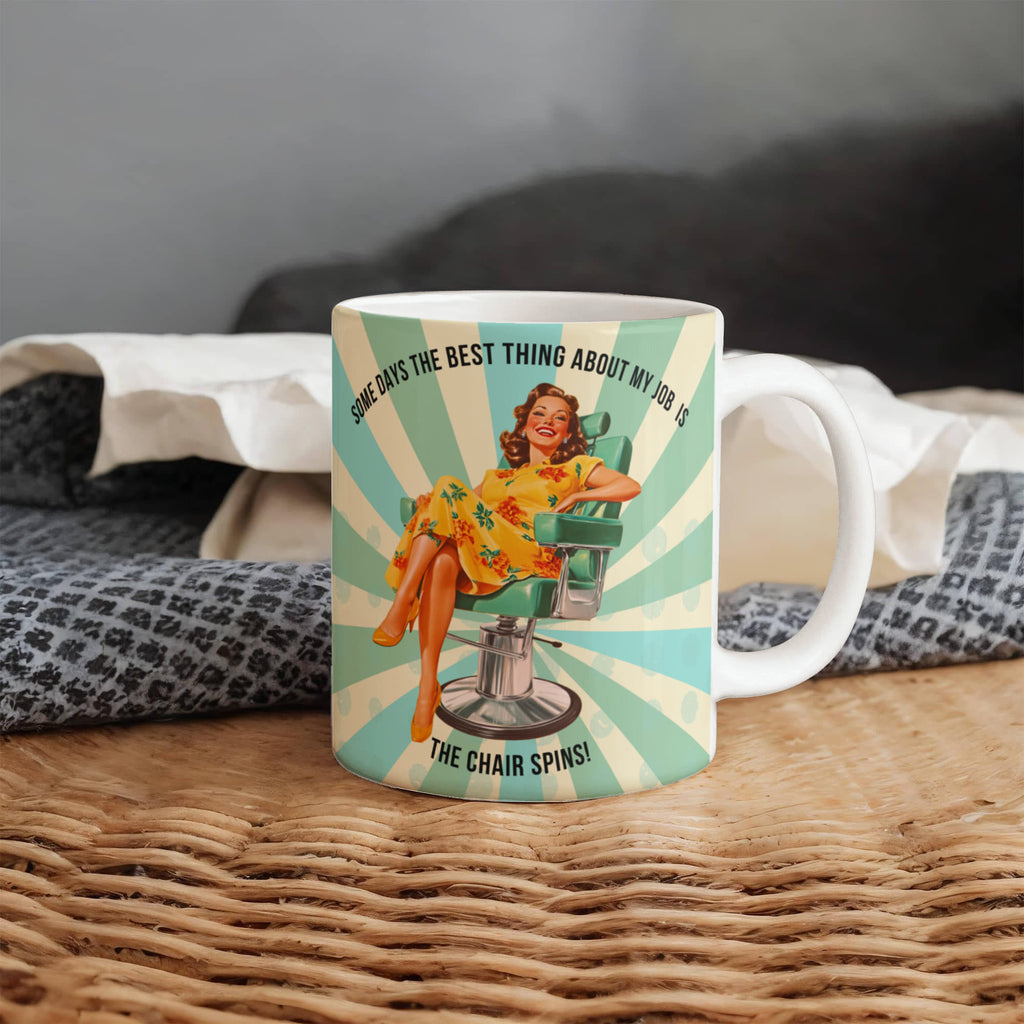 'The Chair Spins' Funny Retro Mug