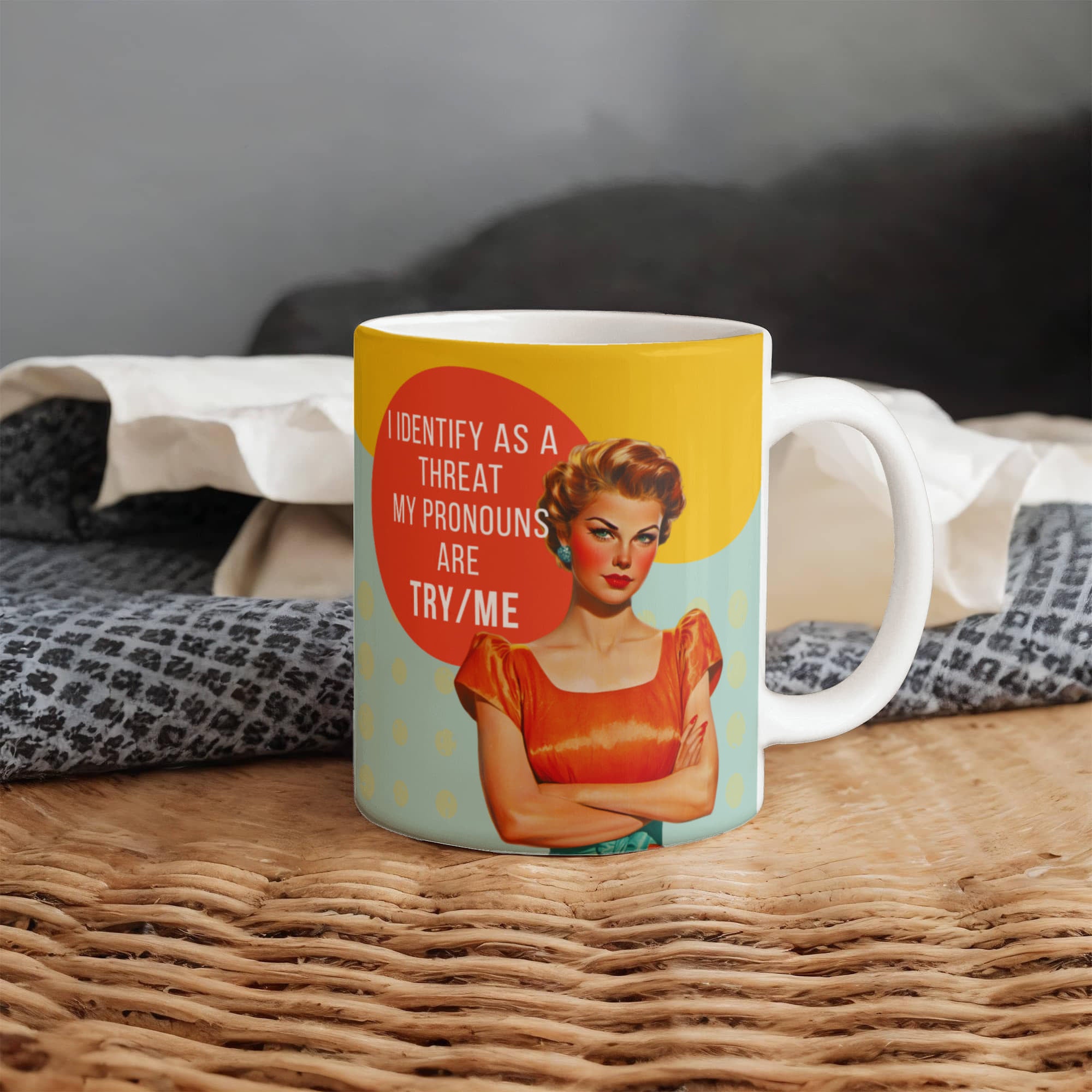 'Try/Me' Funny Retro Mug