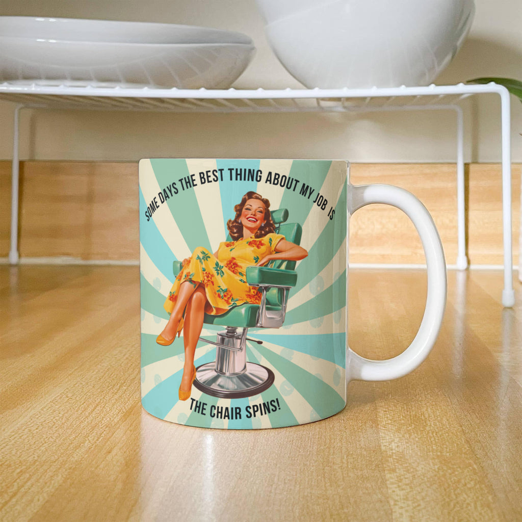 'The Chair Spins' Funny Retro Mug