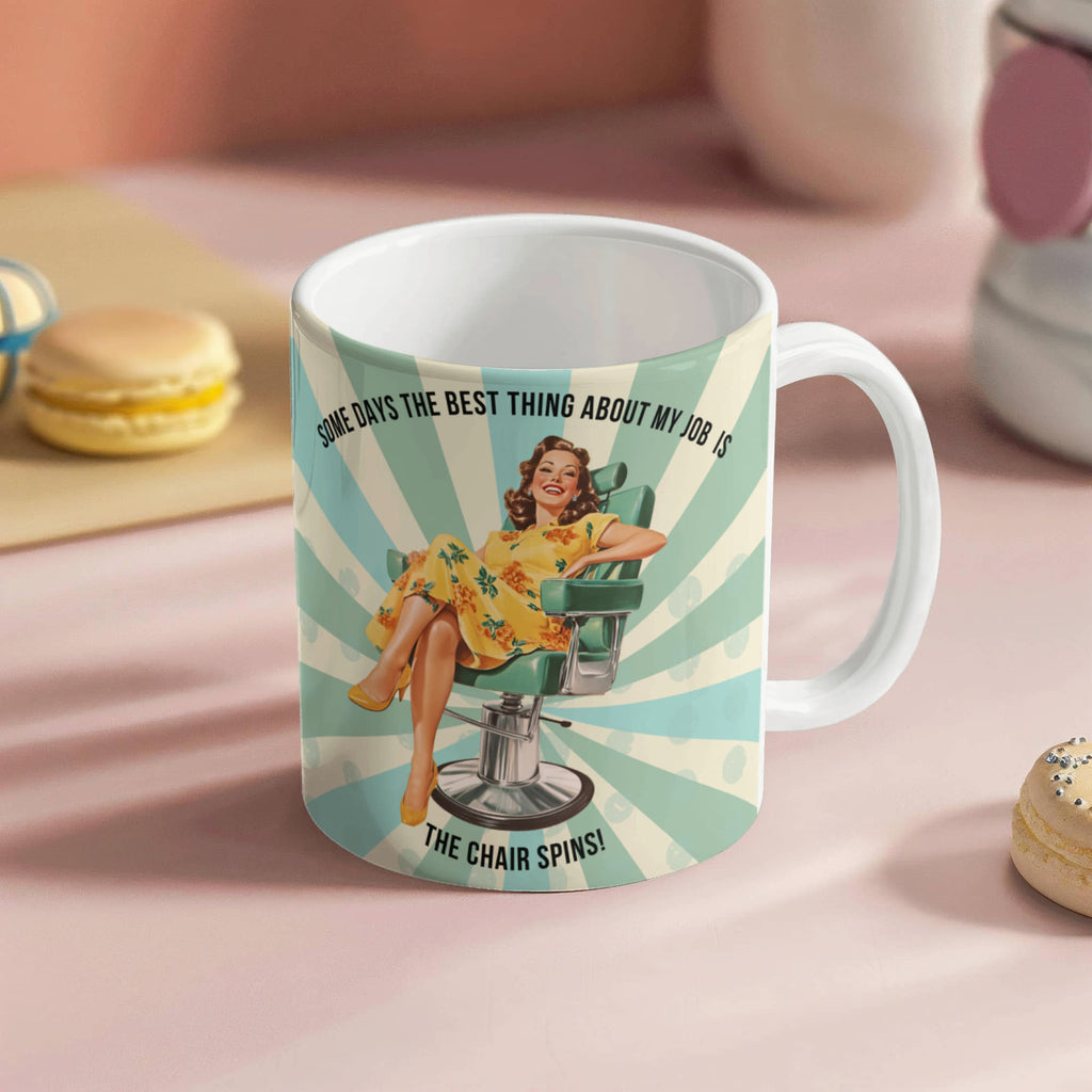 'The Chair Spins' Funny Retro Mug