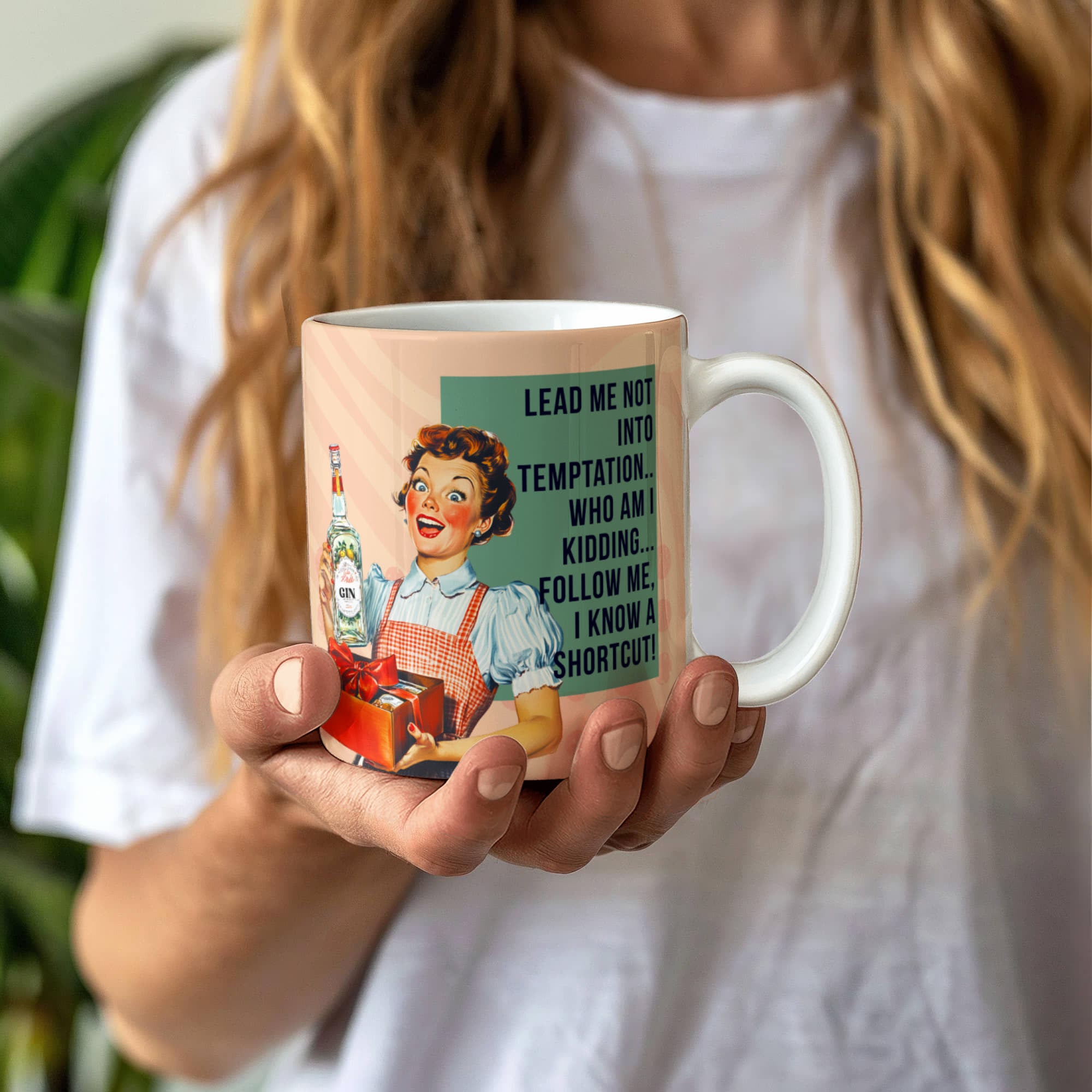 'Temptation' Funny Retro Mug