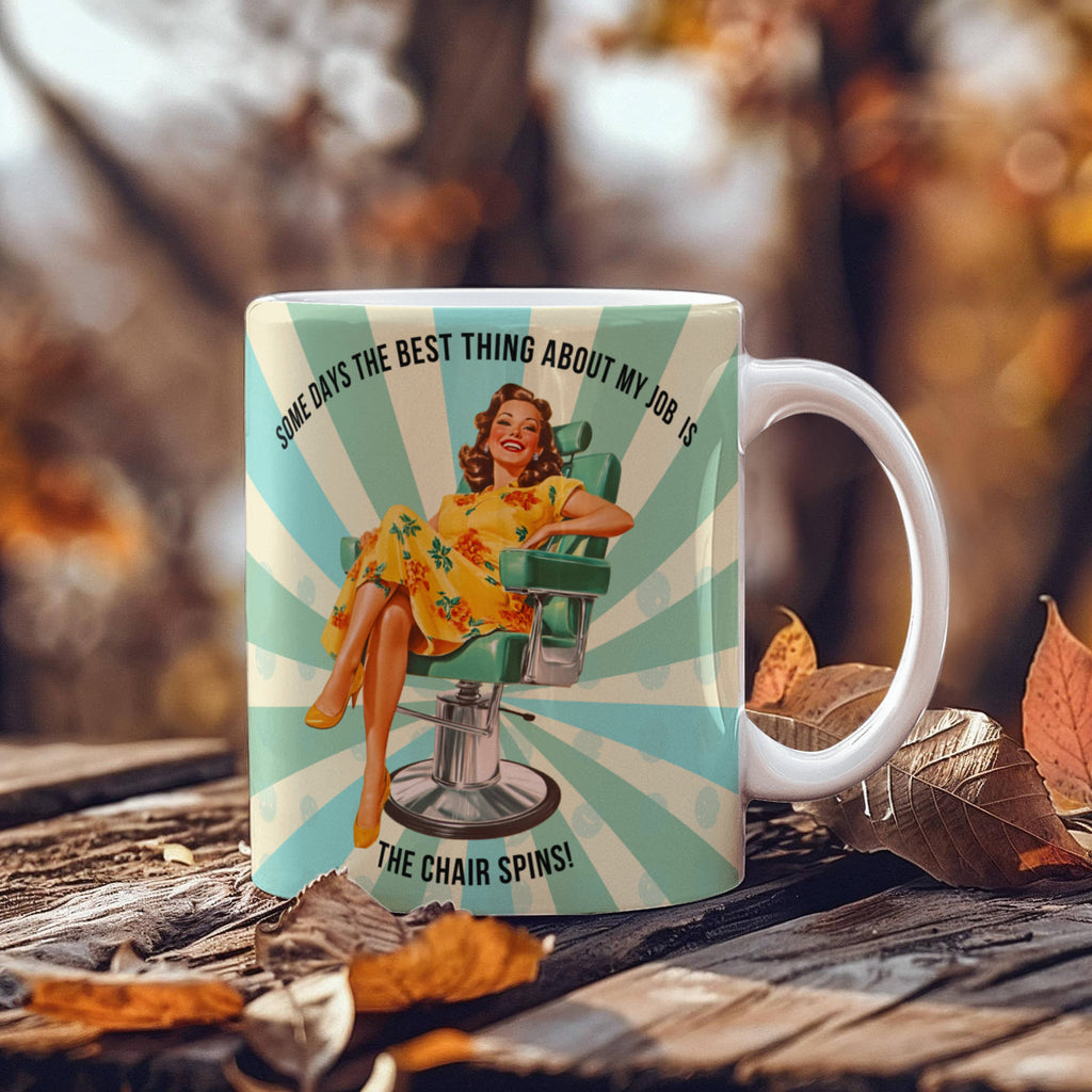 'The Chair Spins' Funny Retro Mug