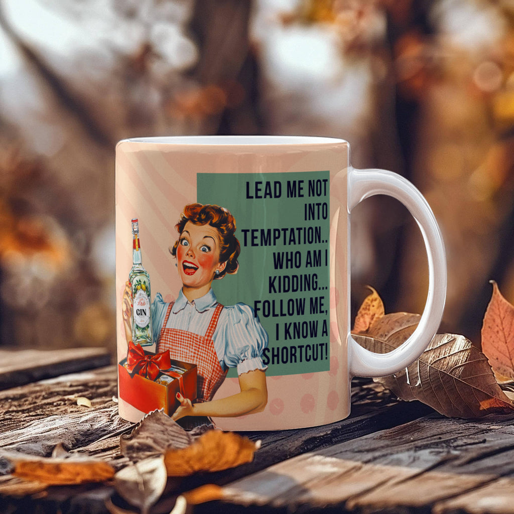 'Temptation' Funny Retro Mug