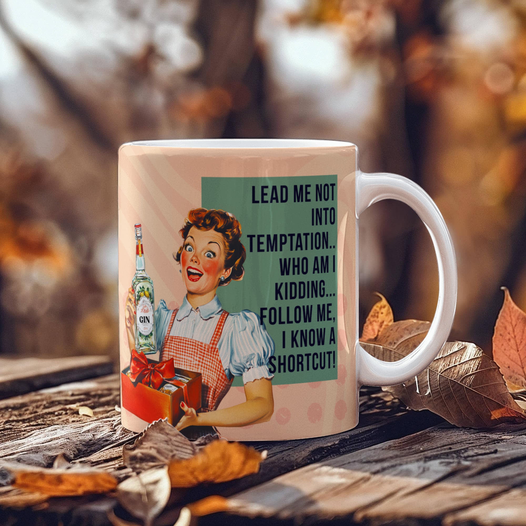 'Temptation' Funny Retro Mug