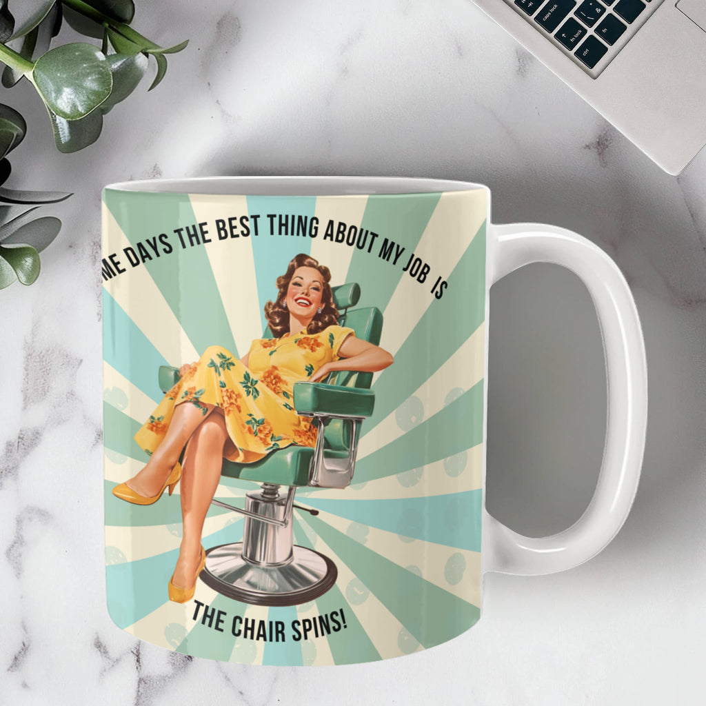 'The Chair Spins' Funny Retro Mug